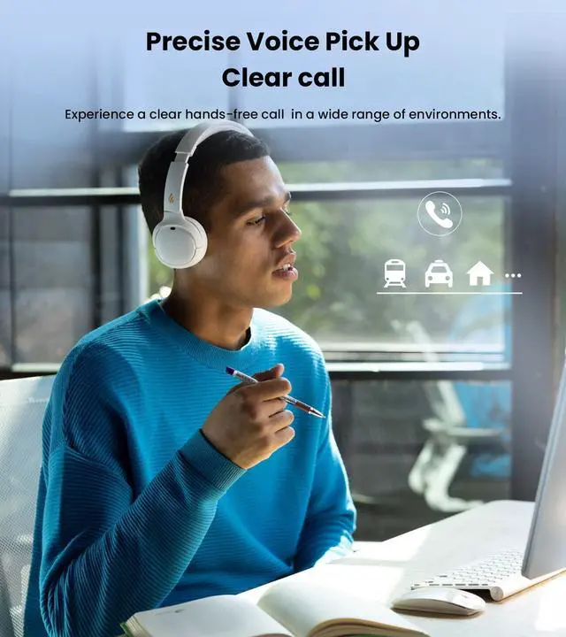 Alt view image 5 of 5 - Edifier WH500 Wireless On-Ear Headphones with Foldable Lightweight Design and Solid Bass, Bluetooth Headset with Microphone, 40H Music Playtime and Custom EQ via App for Home Office Travel (White)