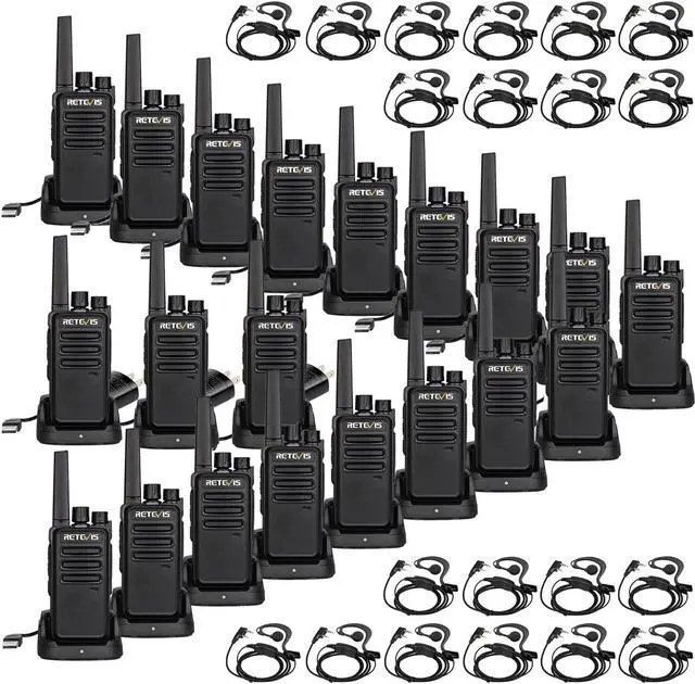 Main image of Retevis RT68 Walkie Talkies with Earpiece,2 Way Radios Long Range,Heavy Duty Walkie Talkies for Adults,Rechargeable with USB Charger Base, for Restaurant School Manufacturing Healthcare(20 Pack)