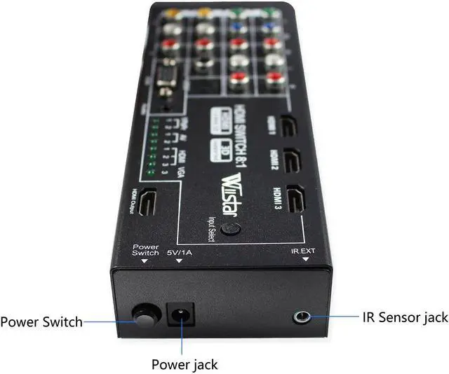 Alt view image 4 of 5 - Wiistar Multi-Functional HDMI Converter Switch 8 Inputs to HDMI+COAXIAL+SPDIF Output Support 3D and Surround Sound for 1080P HDTV