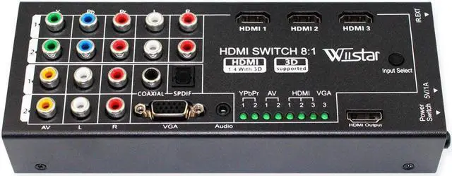 Alt view image 5 of 5 - Wiistar Multi-Functional HDMI Converter Switch 8 Inputs to HDMI+COAXIAL+SPDIF Output Support 3D and Surround Sound for 1080P HDTV