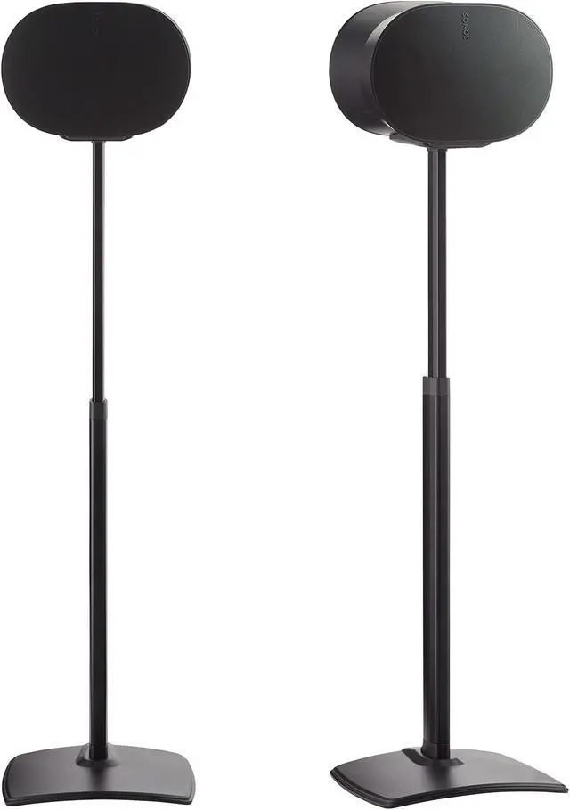 Main image of Sanus Height Adjustable Speaker Stands for Sonos Era 300 - 17" Height Adjustment Sonos Stand Includes Carpet Spikes & Rubber Pads - Easy DIY Install Comes w/All Hardware - Black Pair