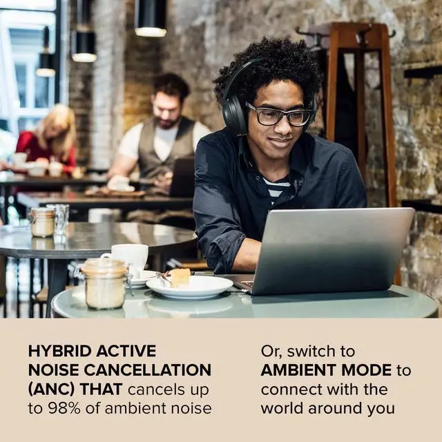Alt view image 3 of 5 - Creative Zen Hybrid 2 Wireless Over-Ear Headphones, Up to 67 Hours (ANC Off), Hybrid Active Noise Cancellation, Ambient Mode (Cream)