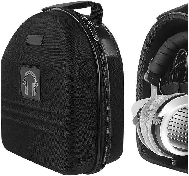 Main image of Geekria Shield Case for Large-Sized Over-Ear Headphones, Replacement Protective Hard Shell Travel Carrying Bag with Cable Storage, Compatible with Audio-Technica ATH-AD990X, AKG K701 (Black)