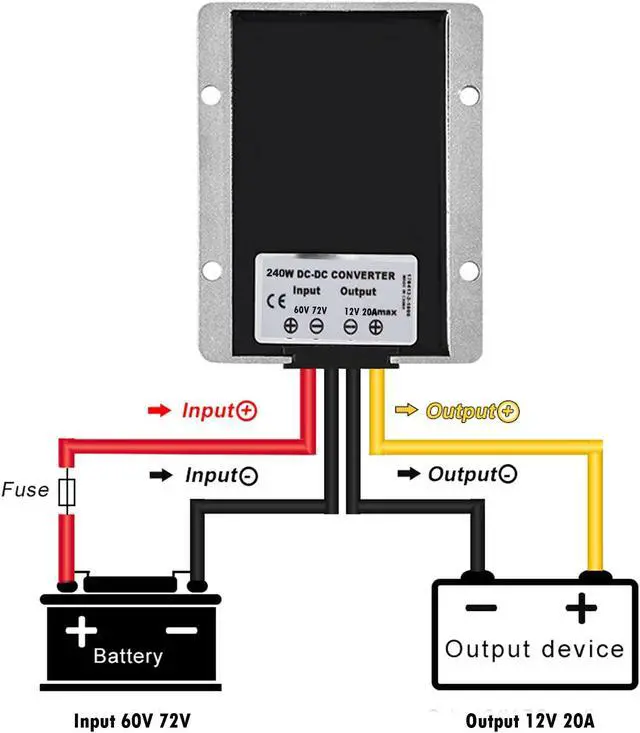 Alt view image 3 of 5 - MGGi DC Regulator 60V 72V Step Down to 12V 20A 240W, Waterproof Converter Reducer, Voltage Reducer Power Supply Module Buck Transformer, for Golf Cart, forklifts, Car