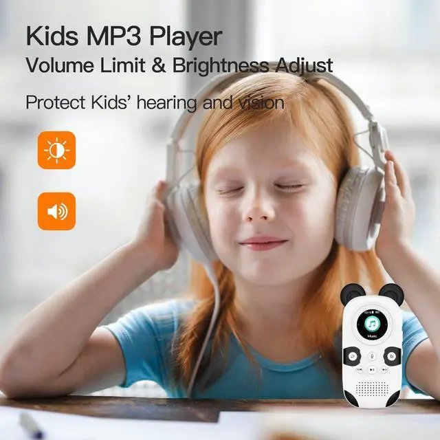 Alt view image 2 of 5 - RUIZU 64GB MP3 Player for Kids, Cute Panda Portable Music Player MP3, Child MP3 Player with Bluetooth 5.0, Speaker, FM Radio, Voice Recorder, Alarm Clock, Stopwatch, Pedometer, Support up to 128GB