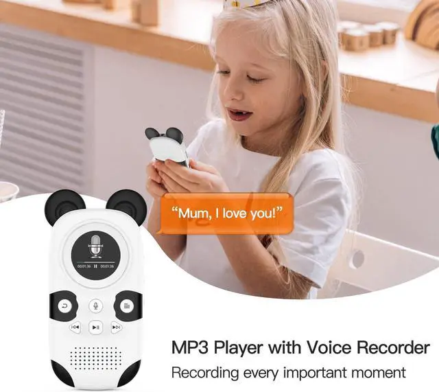 Alt view image 5 of 5 - RUIZU 64GB MP3 Player for Kids, Cute Panda Portable Music Player MP3, Child MP3 Player with Bluetooth 5.0, Speaker, FM Radio, Voice Recorder, Alarm Clock, Stopwatch, Pedometer, Support up to 128GB