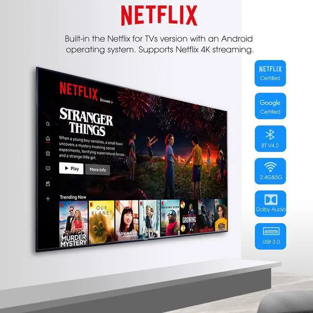 Alt view image 2 of 5 - Android 10.0 TV Box, KM2 Smart TV Box Netflix Google Certified USB 3.0 Ultra 4K HDR 2GB 8GB Support 2.4G 5.0G WiFi BT 4.2 with Amlogic S905X2 Google Assistant Dolby Audio