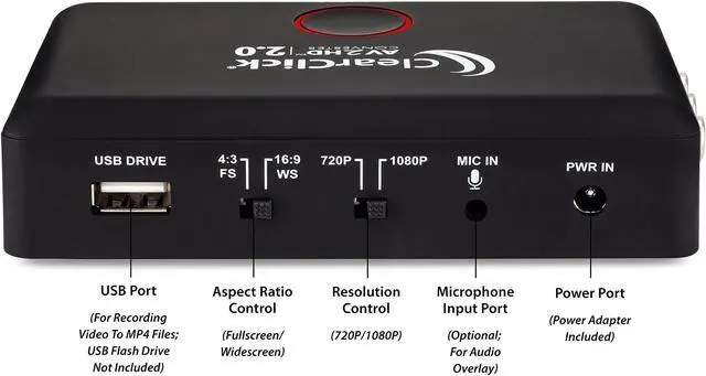 Alt view image 4 of 5 - ClearClick AV to HD Converter & Recorder 2.0 (Second Generation) - AV RCA to HDMI Adapter to Convert & Record Video - for VCR, VHS, DVD, Camcorder, Hi8, Gaming to TV
