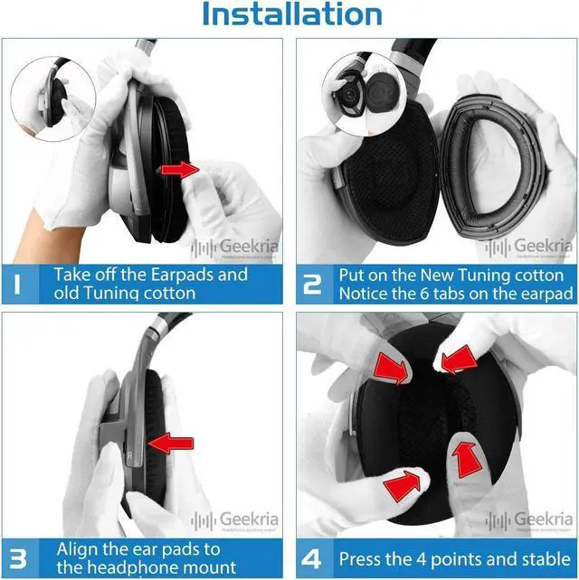 Alt view image 5 of 5 - Geekria Elite Perforated Sheepskin Replacement Ear Pads Compatible with Sennheiser HD800 Headphones, Ear Cushions, Repair Parts (Black)