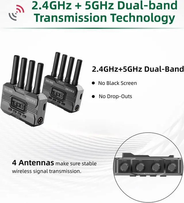 Alt view image 2 of 5 - Accsoon CineView SE Wireless SDI HDMI Video Transmitter&Receiver, 1080P Video Transmission Systems, 50ms Latency 1200ft Range, 4Devices iOS/Android Monitoring Filmmaking, Compatible CineView 2 SDI/HE