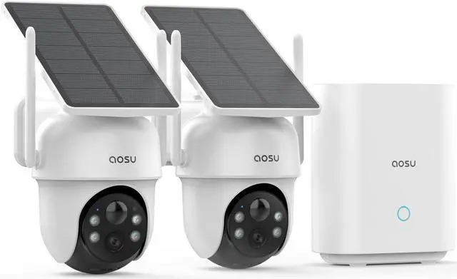 Main image of AOSU Security Cameras Outdoor Wireless, 2 Cam-Kit, No Subscription, Solar-Powered, Home Security Cameras System with 360° Pan & Tilt, Auto Tracking, 2K Color Night Vision, Easy Setup, 5G & 2.4G WiFi