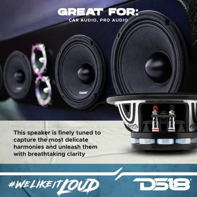 Alt view image 3 of 5 - DS18 6XL650NB-4 PRO 6.5" Neodymium Mid-Range Loudspeaker with Bullet 650W 4-Ohm - Pro Audio Midrange Speaker Great for High Performance Car Stereo Sound Systems - 1 Speaker