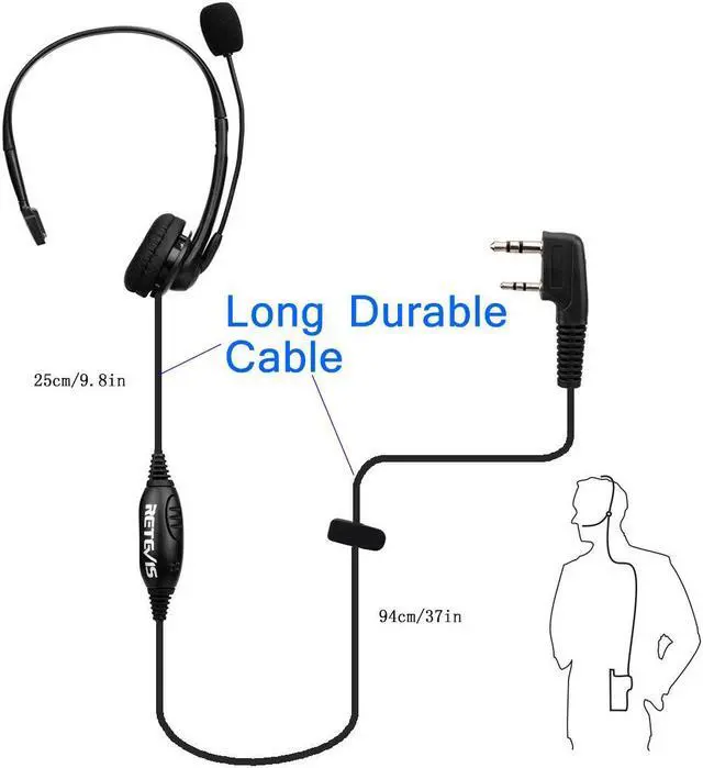 Alt view image 5 of 5 - Retevis Overhead Walkie Talkie Headset with Boom Mic, 2 Pin, for RT22 RT68 RT21 H-777 RT86 RT19 RB26 RB45, Compatible with Kenwood Arcshell Walkie-Talkie, Two Way Radio Headset(5 Pack)