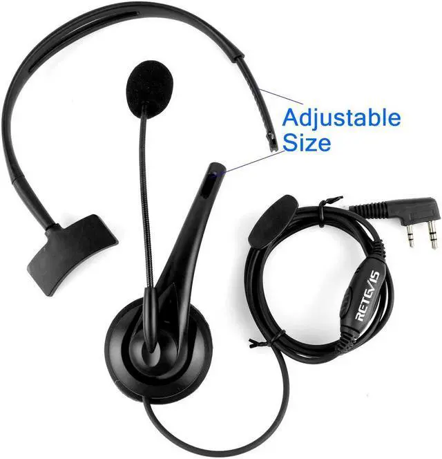 Alt view image 4 of 5 - Retevis Overhead Walkie Talkie Headset with Boom Mic, 2 Pin, for RT22 RT68 RT21 H-777 RT86 RT19 RB26 RB45, Compatible with Kenwood Arcshell Walkie-Talkie, Two Way Radio Headset(5 Pack)