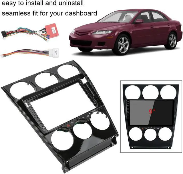 Alt view image 3 of 5 - Qiilu Inner Accessories Center Console Dashboard Control Panel Cover Trim Double DIN Dash Kit for Android Navigation Panel Frame Replacement for Mazda 6 20042016 9in