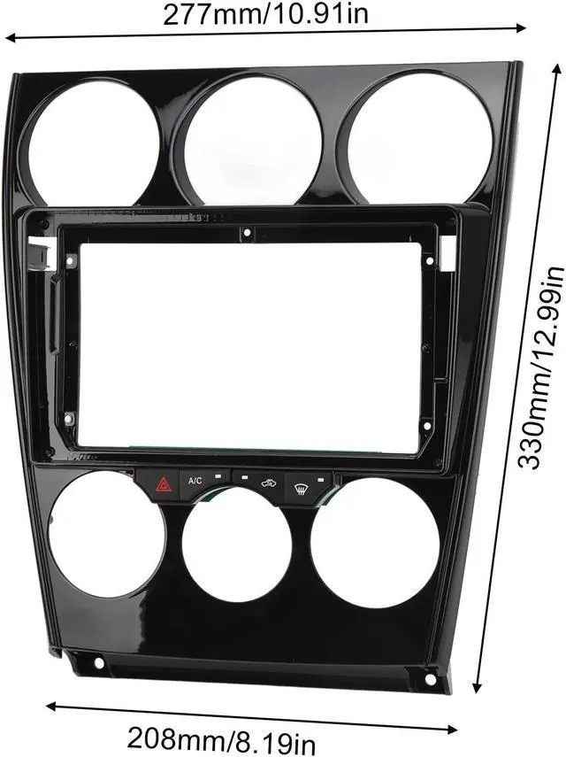 Alt view image 4 of 5 - Qiilu Inner Accessories Center Console Dashboard Control Panel Cover Trim Double DIN Dash Kit for Android Navigation Panel Frame Replacement for Mazda 6 20042016 9in