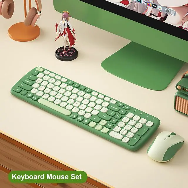 Alt view image 2 of 5 - 2.4G Wireless Keyboard Mouse Combo, USB Plug and Play,Multimedia, Ergonomic Thin Design Computer Soft Typing Keyboard with Mice Set (Green)