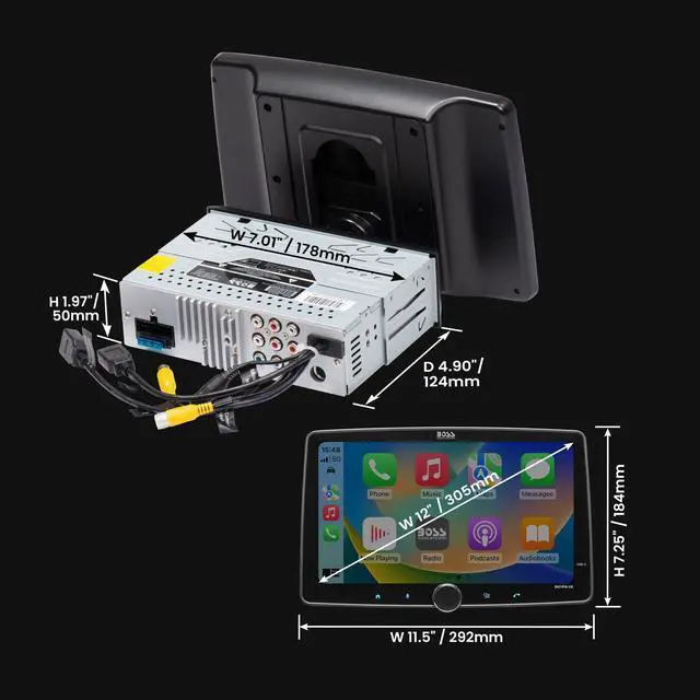 Alt view image 4 of 5 - BOSS Audio Systems 12 Inch Single Din Car Stereo with Apple CarPlay, Android Auto + Backup Camera