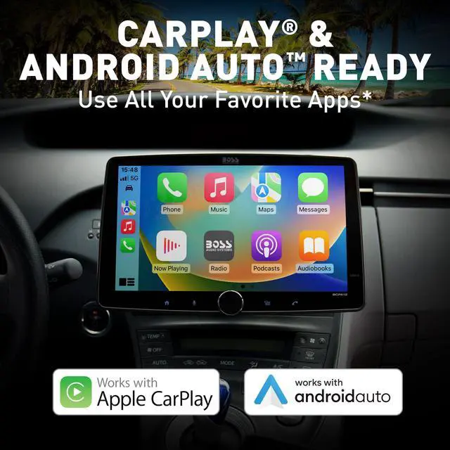 Alt view image 2 of 5 - BOSS Audio Systems 12 Inch Single Din Car Stereo with Apple CarPlay, Android Auto + Backup Camera