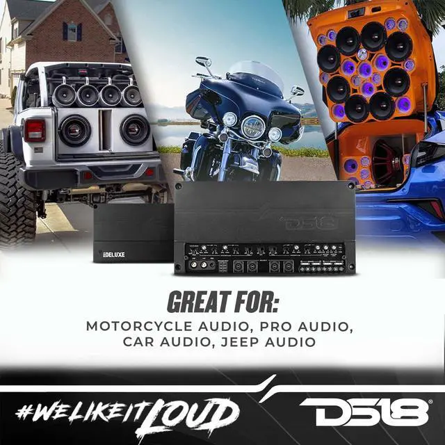 Alt view image 4 of 5 - DS18 DX4 Deluxe Compact Full-Range Class D Advance Technology 4-Channel Amplifier 3000 Watts - Powerful and Compact Amp for Speakers in Your Motorcycle or Car Sound System