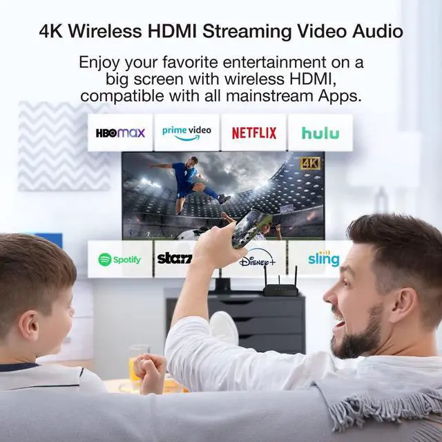 Alt view image 2 of 5 - QuattroPod Lite Wireless Display HDMI Transmitter and HDMI Receiver, Screen Mirror and Extend to TV for Laptop/PC/PS5, 30m HDMI, 40m HDMI, 50m HDMI