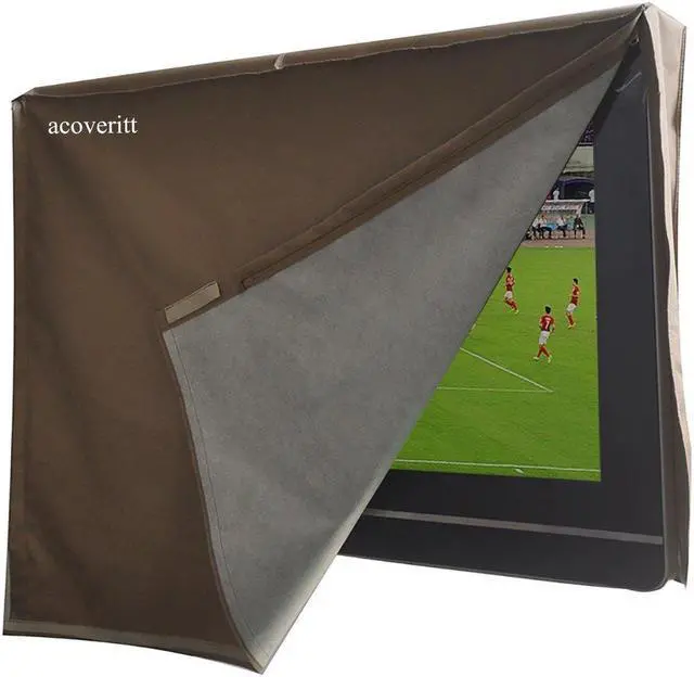 Alt view image 2 of 5 - acoveritt Outdoor 32" TV Set Cover,Scratch Resistant Liner Protect LED Screen Best-Compatible with Standard Mounts and Stands (Tan)