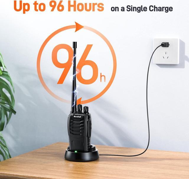 Alt view image 5 of 5 - Arcshell Rechargeable Long Range Two-Way Radios with Earpiece 4 Pack Arcshell AR-5 Walkie Talkies Li-ion Battery and Charger Included