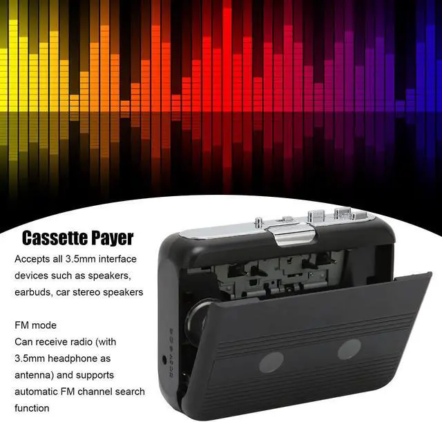 Alt view image 3 of 5 - Portable Cassette Player, Bluetooth Tape Player FM Radio Stereo Cassette Tape Player/Recorder with Headphone, Auto Reverse Function(Black)