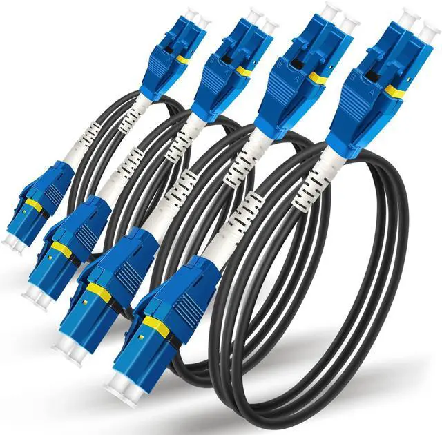 Main image of (1m - 4Pack) Uniboot LC to LC Armored Fiber Patch Cable, Single Mode Duplex Fiber Optic Cable Jumper Optical Patch Cord, 9/125um, (OS1/OS2 Compatible), LSZH Black