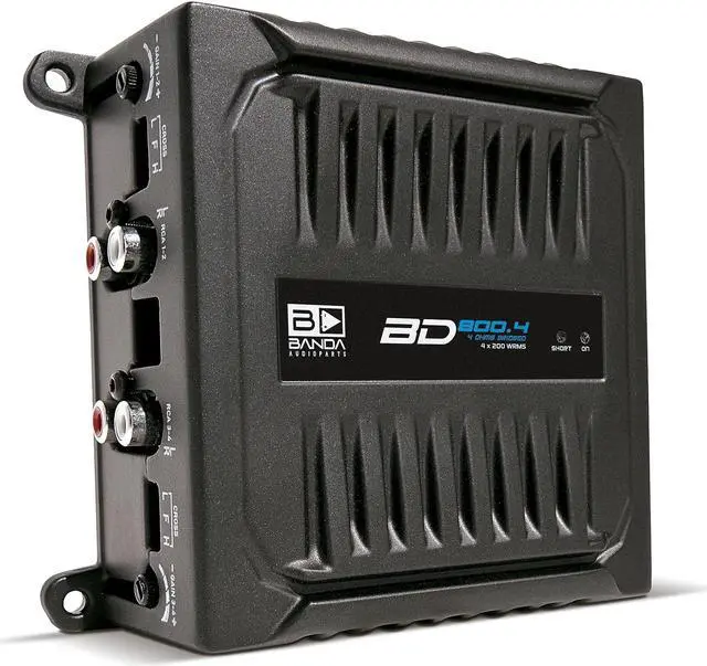 Main image of Banda Audioparts BD800.42OHM 800 Watts 4 Channel 2 Ohm Full Range Car Audio Amplfier 4 x 200 Watt Rms 4 Ohms Bridged - Black
