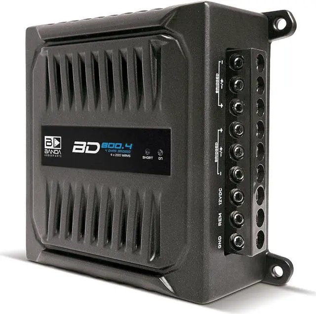 Alt view image 2 of 5 - Banda Audioparts BD800.42OHM 800 Watts 4 Channel 2 Ohm Full Range Car Audio Amplfier 4 x 200 Watt Rms 4 Ohms Bridged - Black