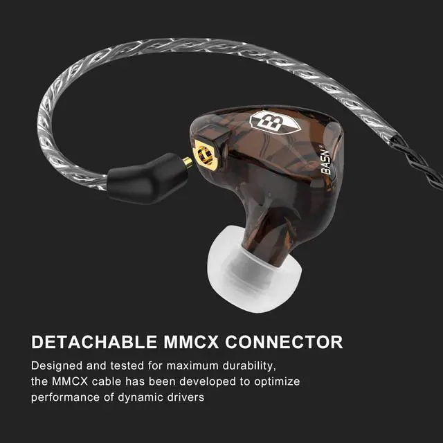 Alt view image 3 of 5 - BASN Bsinger PRO in-Ear Monitors Hybrid Dynamic Dual Drivers Two Detachable MMCX Cables Musicians in-Ear Earbuds Headphones (Brown)