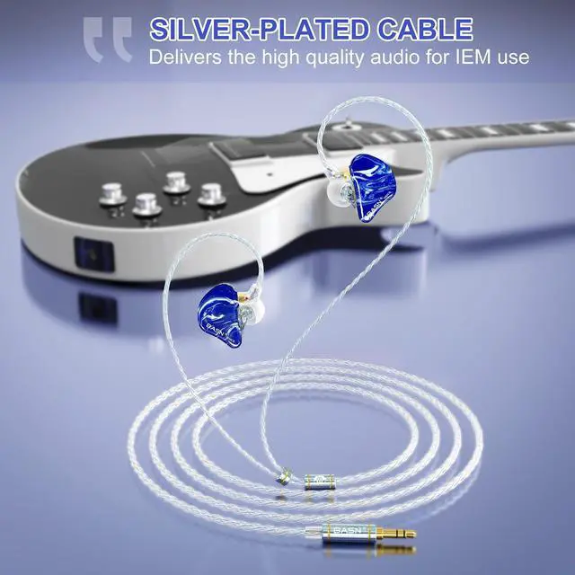 Alt view image 3 of 5 - BASN MMCX in Ear Monitor Headphones, Musicians Triple Driver Noise Isolating Earphones with 2 Upgraded Detachable Cables (Ice Blue)