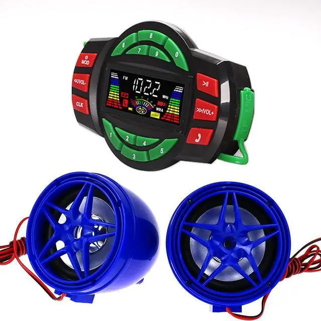 Main image of Beyondcity UTV ATV Bluetooth Amplifier Sound System Hand-Free Speakers FM USB Audio System Stereo 3 Inch Speakers 12V Motorcycle Waterproof Audio FM Radio Stereo Speaker (Blue Star Speaker)