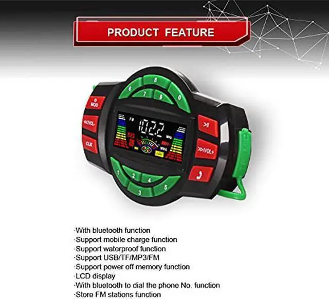 Alt view image 4 of 5 - Beyondcity UTV ATV Bluetooth Amplifier Sound System Hand-Free Speakers FM USB Audio System Stereo 3 Inch Speakers 12V Motorcycle Waterproof Audio FM Radio Stereo Speaker (Blue Star Speaker)