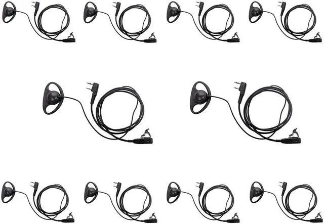Main image of Caroo Walkie Talkies Earpiece for Kenwood D Shape Headset with Mic PTT for Baofeng UV-5R BF-888S BF-F8HP BF-F9 UV-82 UV-82HP UV-82C Kenwood TK-2107 TK-3107 Two Way Radio 2 pin,10 Pack