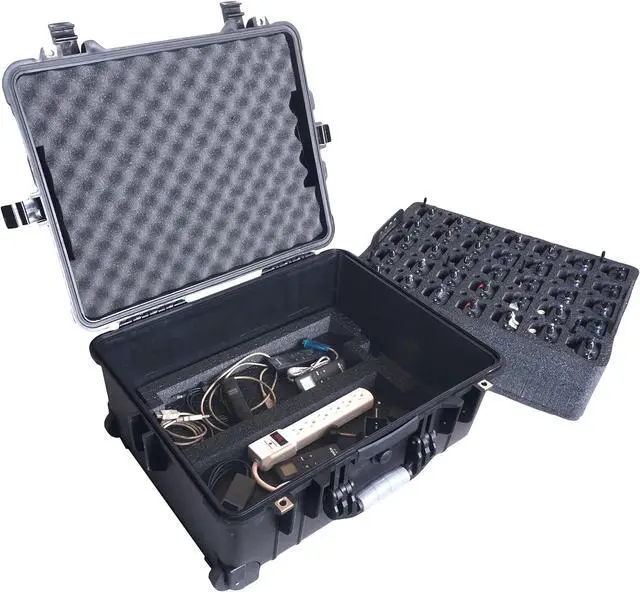 Alt view image 2 of 5 - Case Club Case fits 35 Motorola R2 / CP200 / XPR 3500e Two-Way Radios in Pre-Cut Heavy Duty Wheeled Waterproof Case