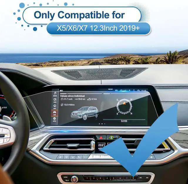 Alt view image 2 of 5 - Coleya 2019-2023 X5/X6/X7 Screen Protector for BMW 12.3-inch iDrive Touch Screen, for BMW X5 (40i/45e/M50/M), 9H Tempered Glass 2023 2022 X5/X6/X7 Accessories Scratch-Resistant/HD Transparent 12.3"