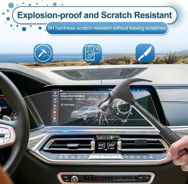 Alt view image 5 of 5 - Coleya 2019-2023 X5/X6/X7 Screen Protector for BMW 12.3-inch iDrive Touch Screen, for BMW X5 (40i/45e/M50/M), 9H Tempered Glass 2023 2022 X5/X6/X7 Accessories Scratch-Resistant/HD Transparent 12.3"