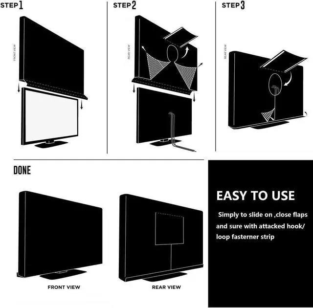 Alt view image 4 of 5 - COOSOO Outdoor TV Cover Waterproof with Visible Transparent Film Heavy duty TV Cover Box Black Heat Resistant Weatherproof Dustproof Anti UV Patio Outside Television Protector 46-48"