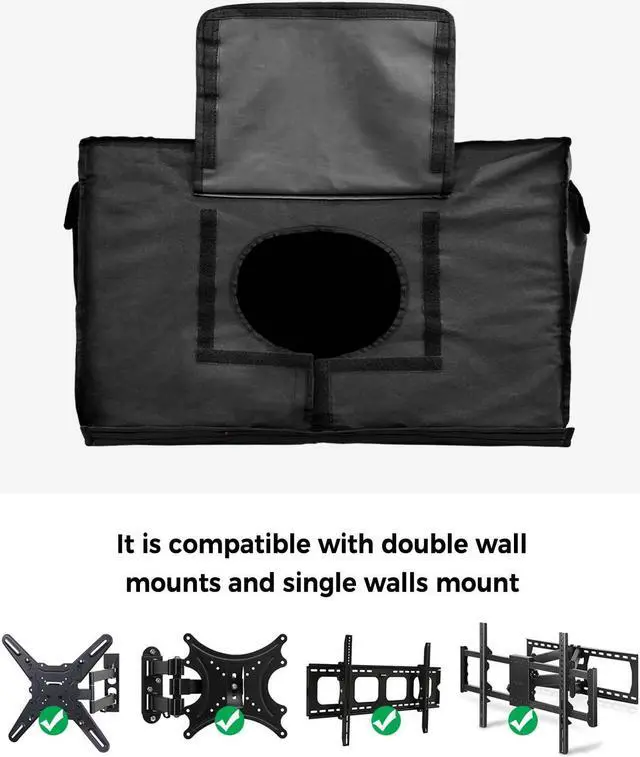 Alt view image 4 of 5 - Outdoor TV Cover 40 to 43 Inches Weatherproof & Waterproof, Sunflower American Flag Outdoor TV Enclosure with Remote Control Pocket, Farmhouse Black White Striped TV Screen Protectors for Outside TV