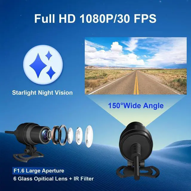 Alt view image 4 of 4 - DEEPMOTO Motorcycle Dash Cam Camera Single Accessory, 2 Million Pixels Full HD 1080P/30F, IMX307 Sensor, 150° Wide-Angle Starlight Night Vision