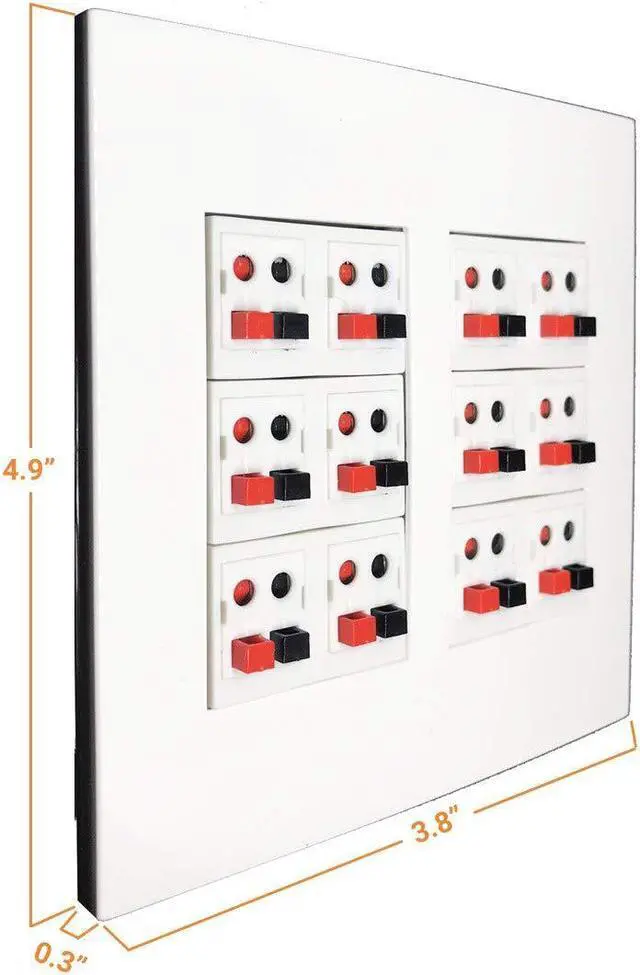 Alt view image 3 of 5 - DIYTECH Premium 12 Speaker Wall Plate, Supports 12 Configurations, Screwless 2 Gang Plate with Speaker Port