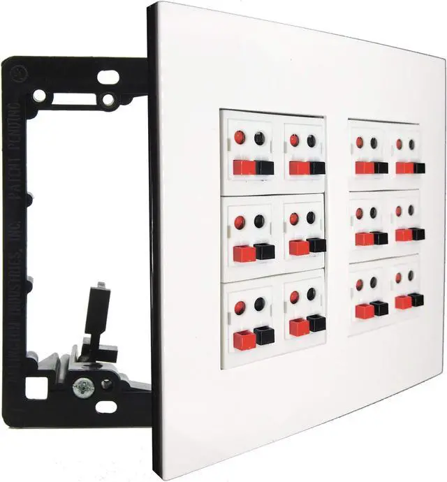 Alt view image 2 of 5 - DIYTECH Premium 12 Speaker Wall Plate, Supports 12 Configurations, Screwless 2 Gang Plate with Speaker Port