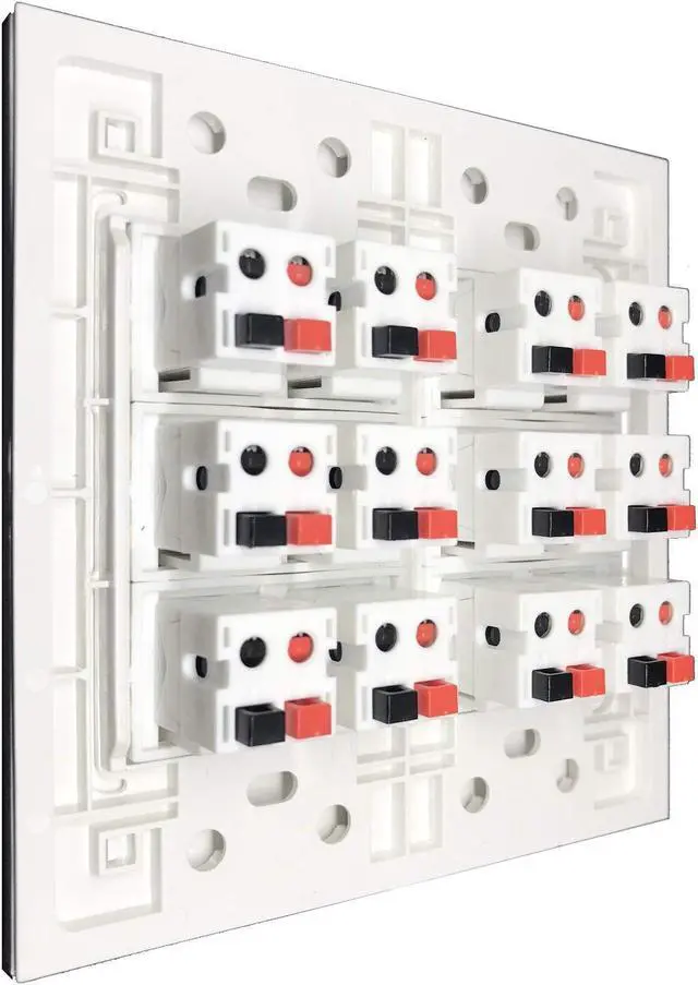 Alt view image 4 of 5 - DIYTECH Premium 12 Speaker Wall Plate, Supports 12 Configurations, Screwless 2 Gang Plate with Speaker Port