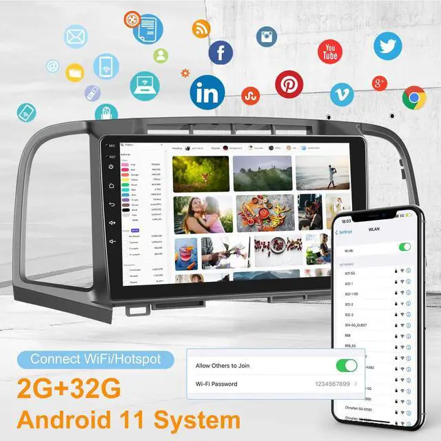 Alt view image 3 of 5 - [2G+32G] Car Radio for Toyota Venza 2008-2016, 9 inch Android Touch Screen Stereo, Carplay/Android Auto/Mirror Link/1080P/SWC/Bluetooth/WiFi +AHD Backup Camera+MIC