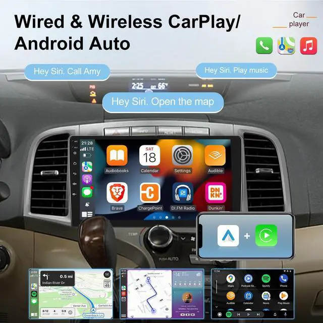 Alt view image 4 of 5 - [2G+32G] Car Radio for Toyota Venza 2008-2016, 9 inch Android Touch Screen Stereo, Carplay/Android Auto/Mirror Link/1080P/SWC/Bluetooth/WiFi +AHD Backup Camera+MIC