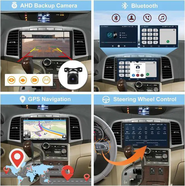 Alt view image 5 of 5 - [2G+32G] Car Radio for Toyota Venza 2008-2016, 9 inch Android Touch Screen Stereo, Carplay/Android Auto/Mirror Link/1080P/SWC/Bluetooth/WiFi +AHD Backup Camera+MIC