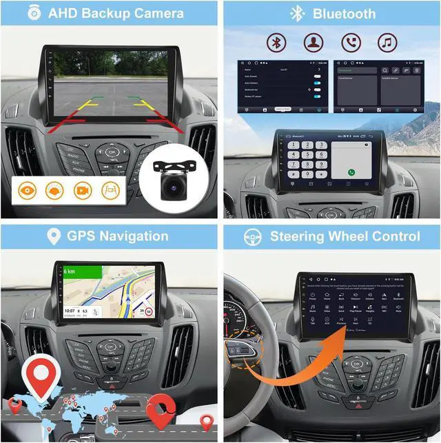 Alt view image 5 of 5 - [2G+32G] Android Car Radio for Ford Escape Kuga 2013-2019, 9 inch Touch Screen Car Stereo, Carplay/Android Auto/1080P/Bluetooth/WiFi + AHD Backup Camera + MIC