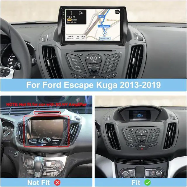 Alt view image 2 of 5 - [2G+32G] Android Car Radio for Ford Escape Kuga 2013-2019, 9 inch Touch Screen Car Stereo, Carplay/Android Auto/1080P/Bluetooth/WiFi + AHD Backup Camera + MIC